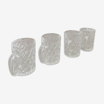 Vintage chiseled glass cups