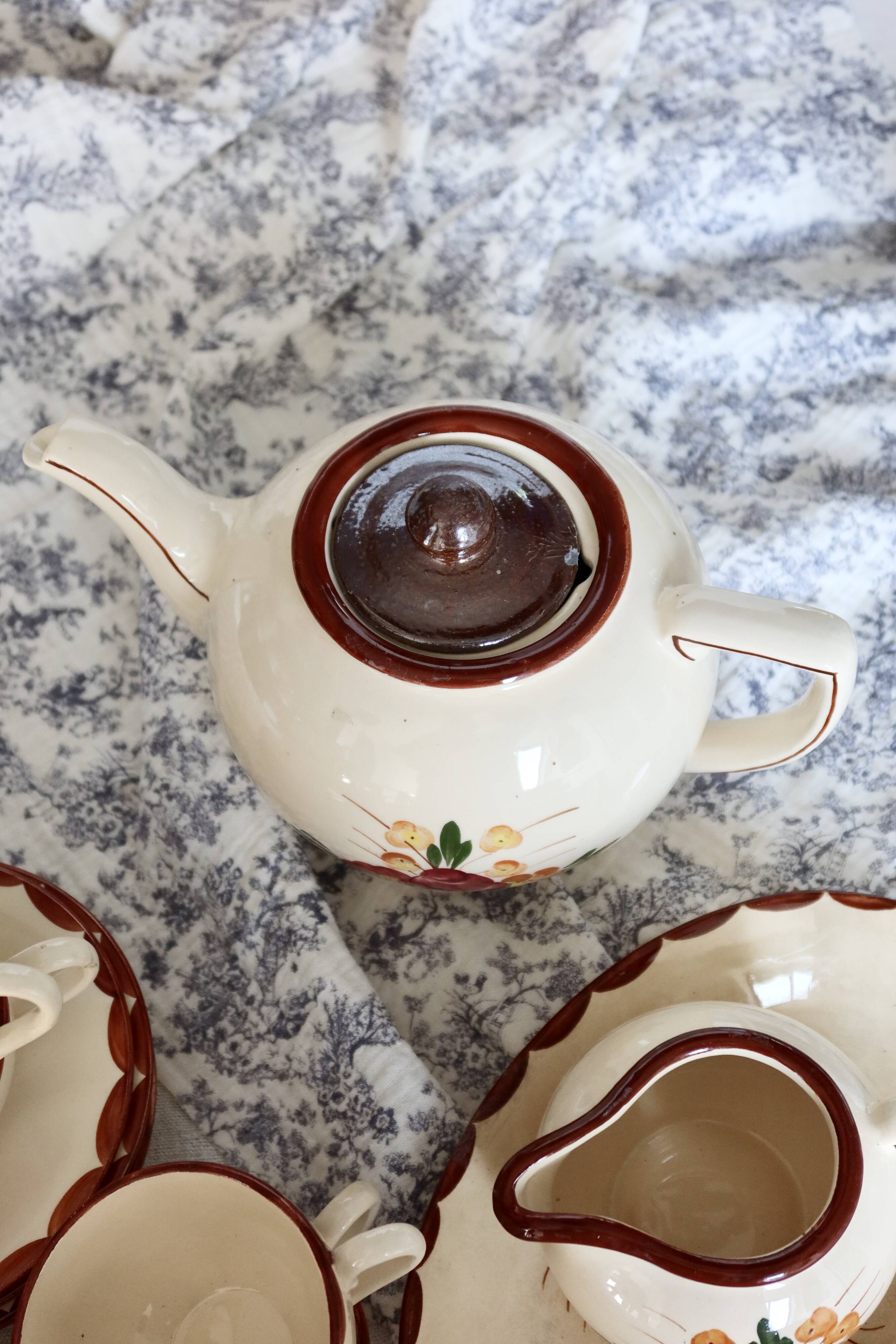 Vintage Longchamp earthenware tea set - Agen model - 5 pieces