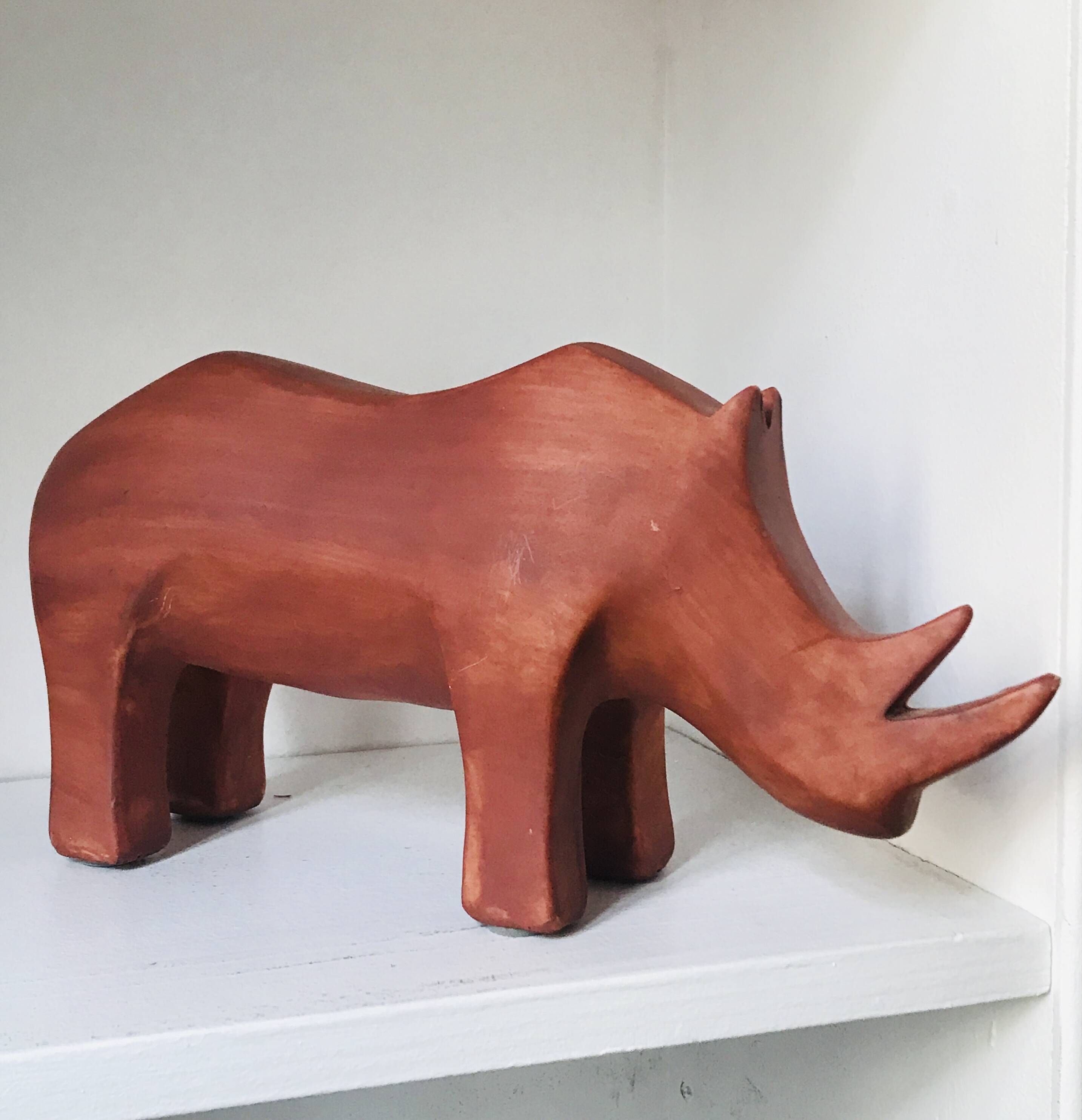 Rhinoceros terracotta resin