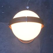 Swiss space-style floor lamp made of plastic and plywood from the 1960s.