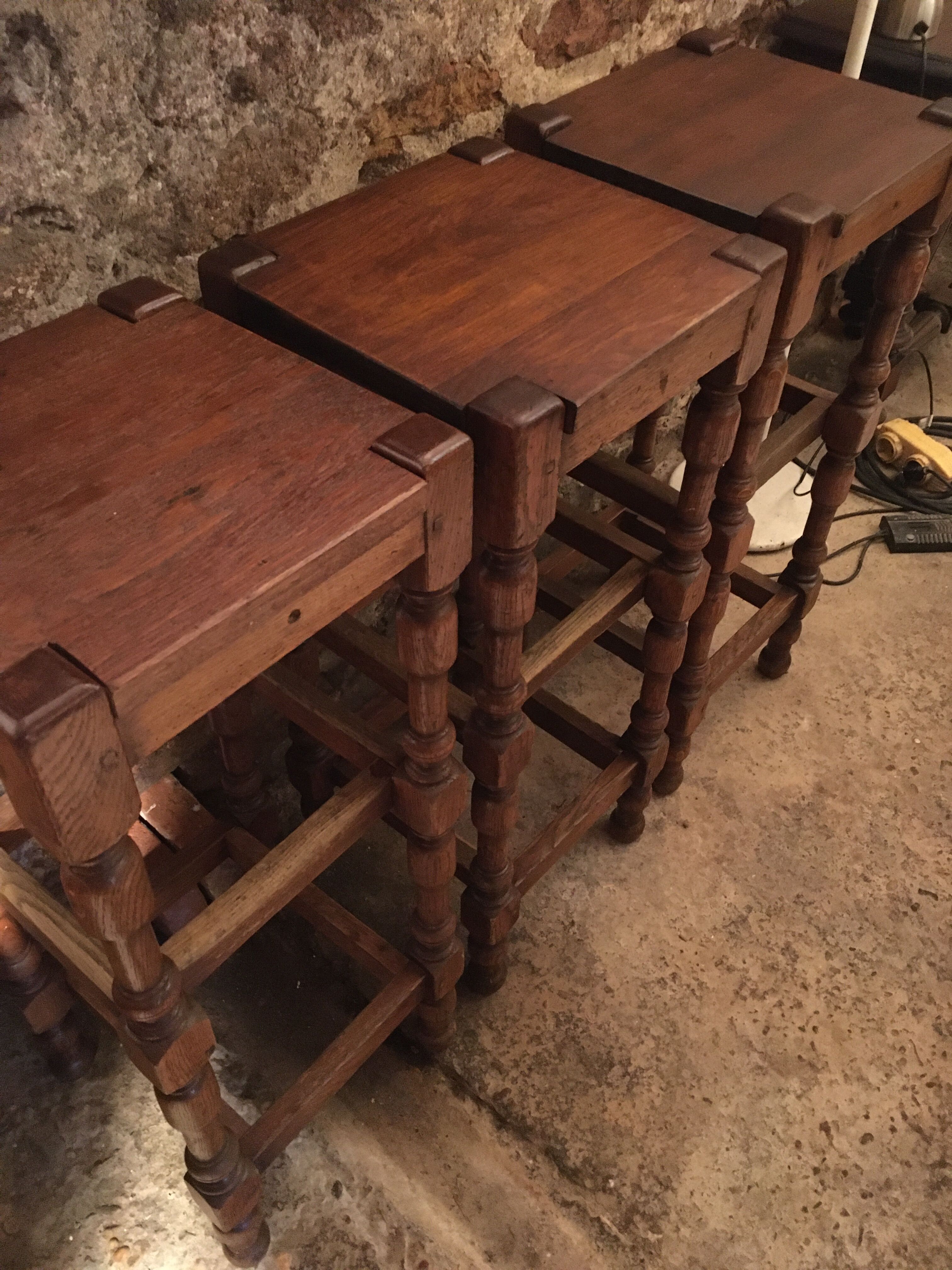 Lot de 3 tabourets en chêne