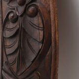 Grand miroir mural rustique en chêne avec sculptures florales, France années 1900