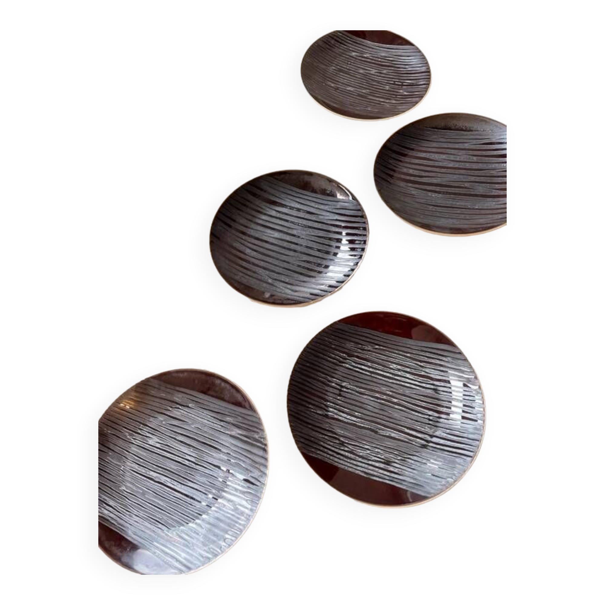 5 bread plates 16 cm vintage chrome yellow