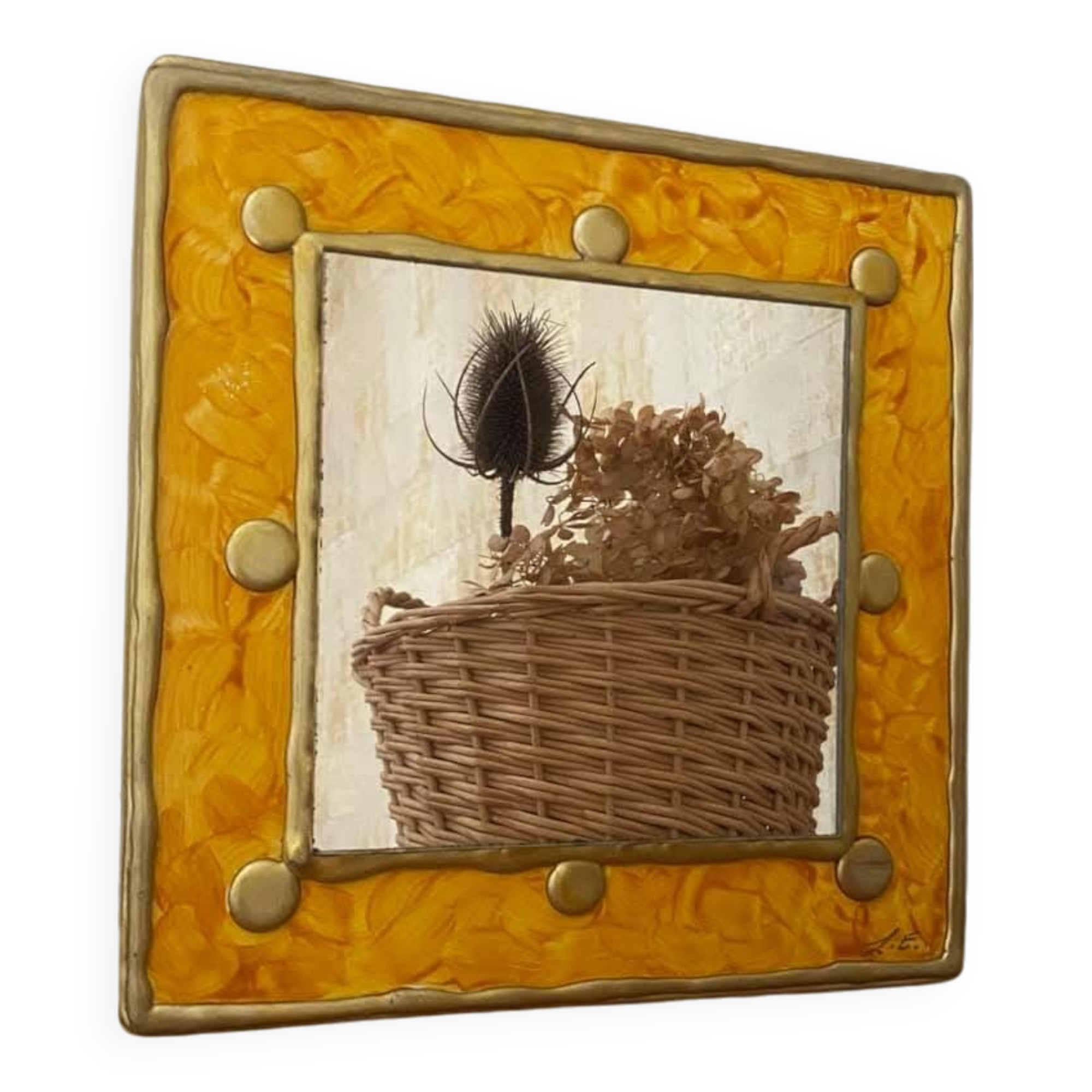 Wooden and resin mirror signed Lydie Eyraud. Unique piece