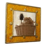 Wooden and resin mirror signed Lydie Eyraud. Unique piece