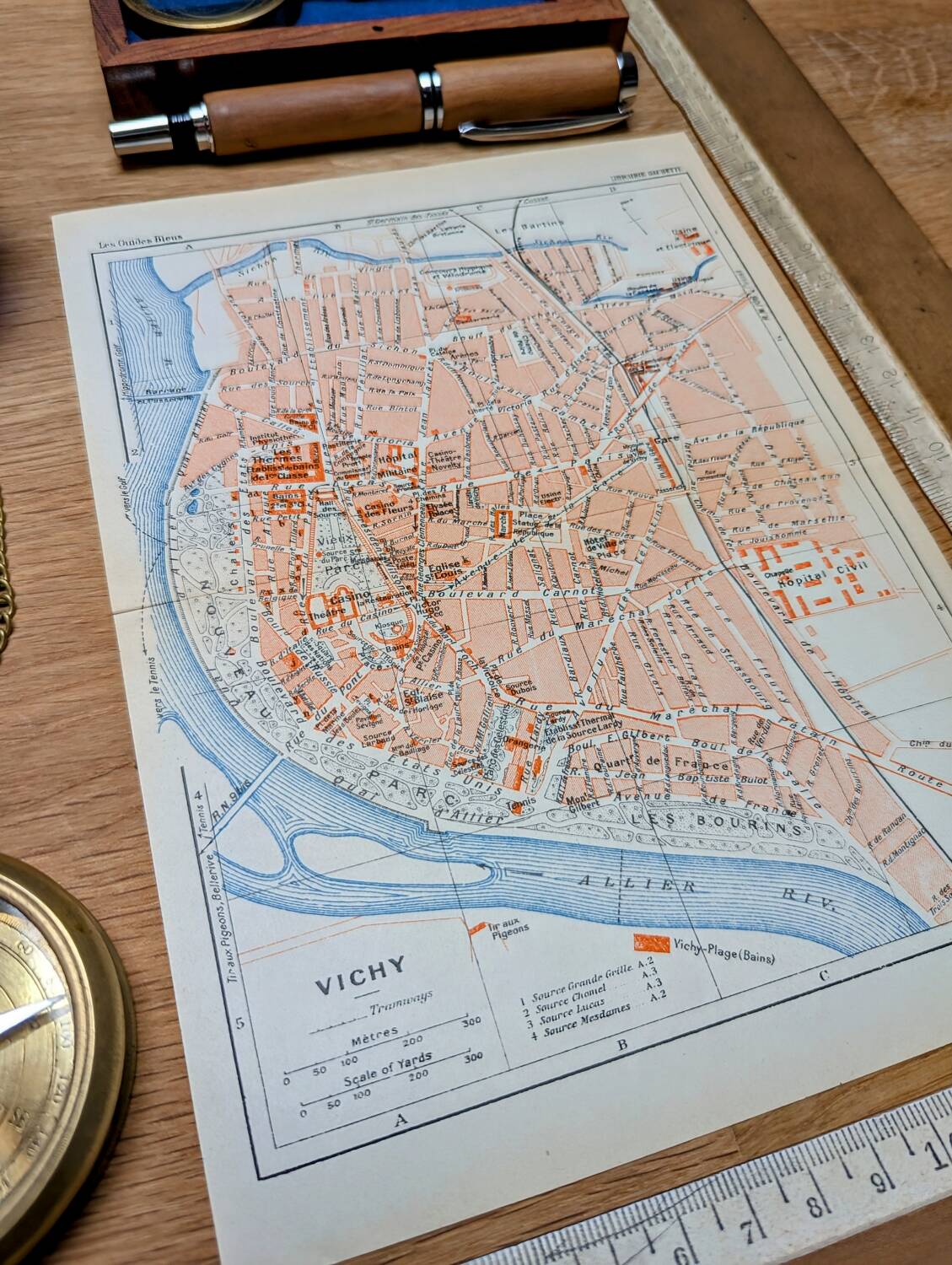 Printed in 1931, map of Vichy, Allier.