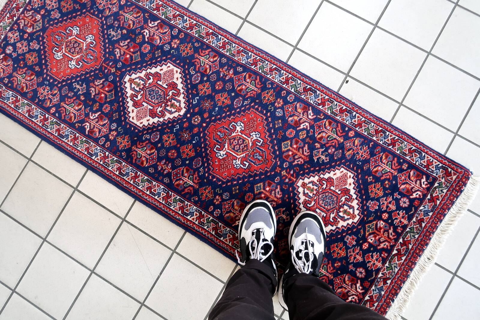 Tapis Vintage Indien Tabriz Fait Main en Laine – Années 1970 – 65 x 168 cm