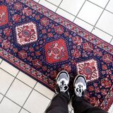 Tapis Vintage Indien Tabriz Fait Main en Laine – Années 1970 – 65 x 168 cm