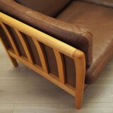 Brown leather sofa, Danish design, 1970s, production: Denmark
