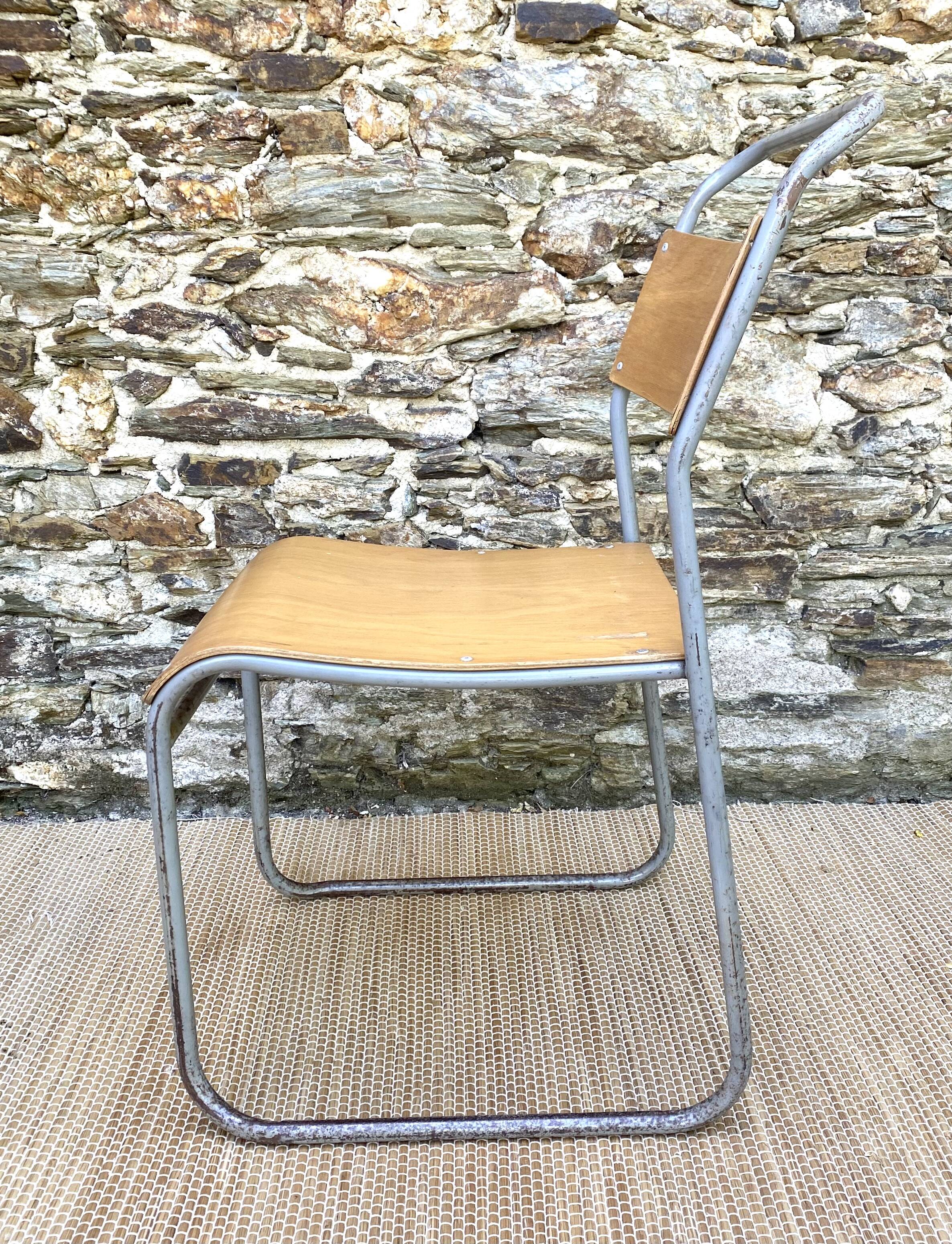 Remploy English industrial sled chairs from the 50s and 60s