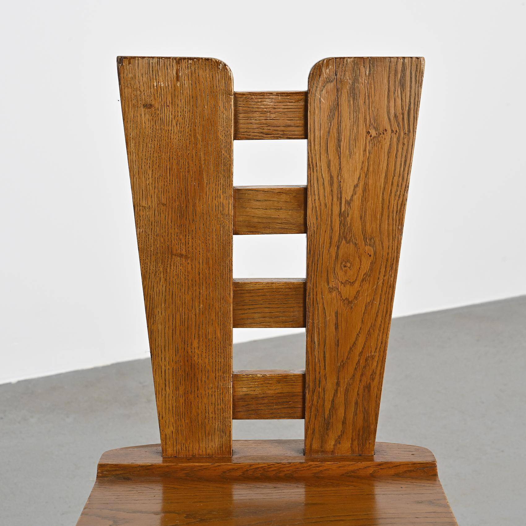 Set of six oak chairs by Henry Jacques Le Même, France circa 1940