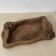 Small tray or pocket emptier in mango wood with carved flowers (edelweiss).