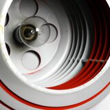 1960s spherical Space Age ceiling lamp with slats made of heavy metal