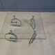 Glass coffee table with wheels, 1980s