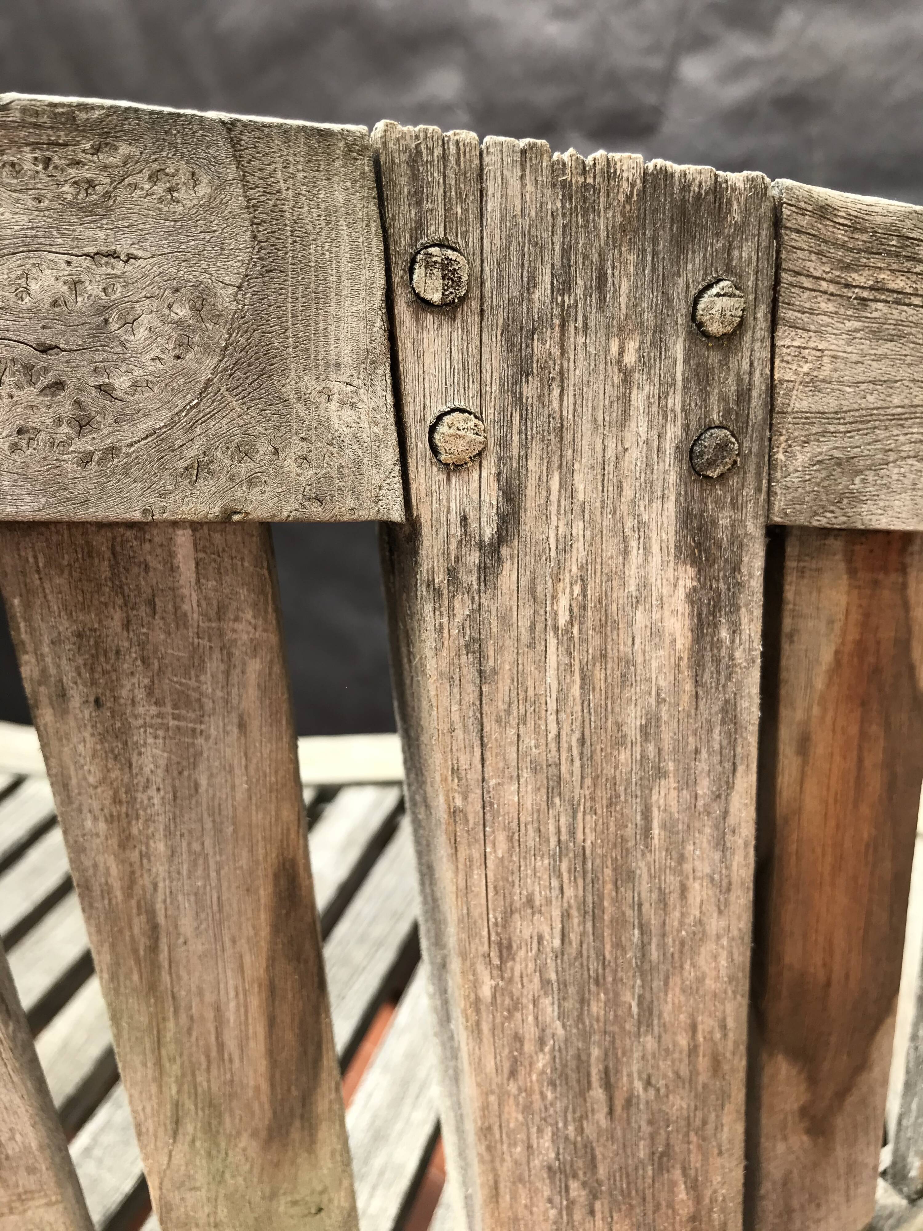 oval garden bench vintage solid teak "franck west" rare curved shape