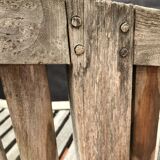 oval garden bench vintage solid teak "franck west" rare curved shape