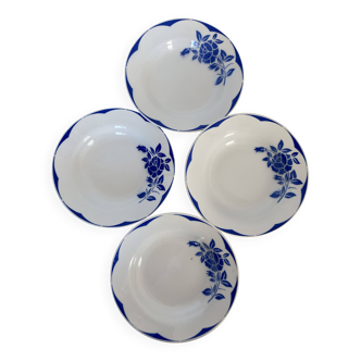 4 vintage Digoin Sarreguemines earthenware soup plates, Corsica model