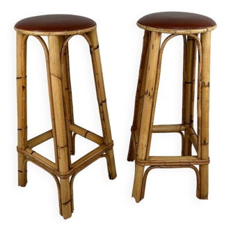 Bamboo bar stools from the 60s (X2)