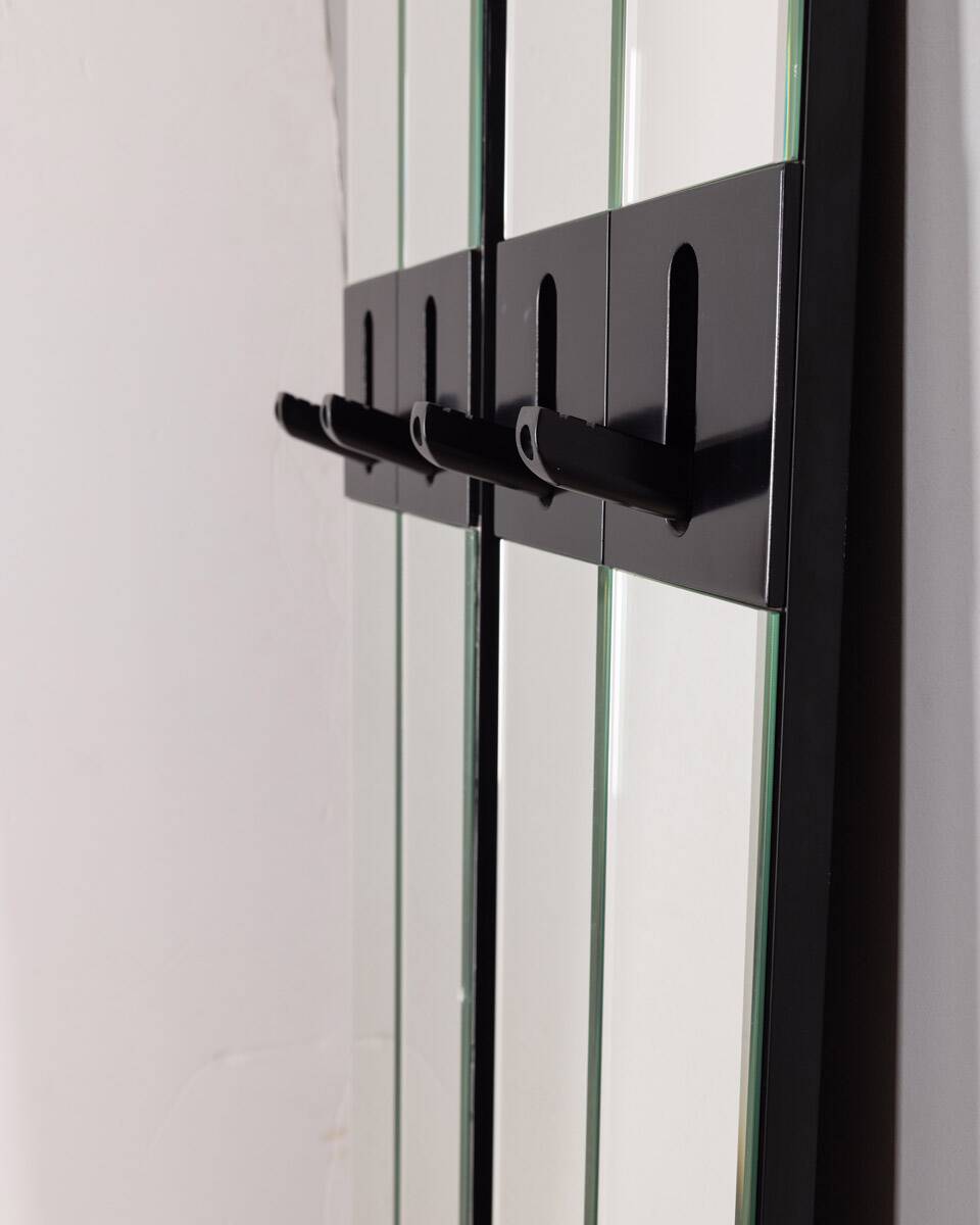 Pair of wall hangers with vintage 70s mirrors italian design