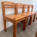 Table set and 8 chairs in solid Scandinavian pine ASKO vintage 80s
