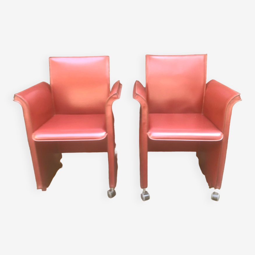 Paire de fauteuils cuir 1970 | Selency