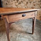 Old French farmhouse table – Rustic workshop table with 3 drawers