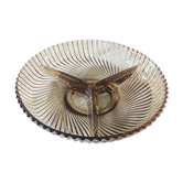 Veropa smoked glass compartmentalized appetizer dish