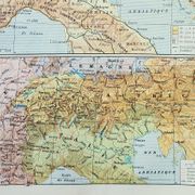 Old engraving 1898, Alps, map, mountain • Lithograph, Original plate
