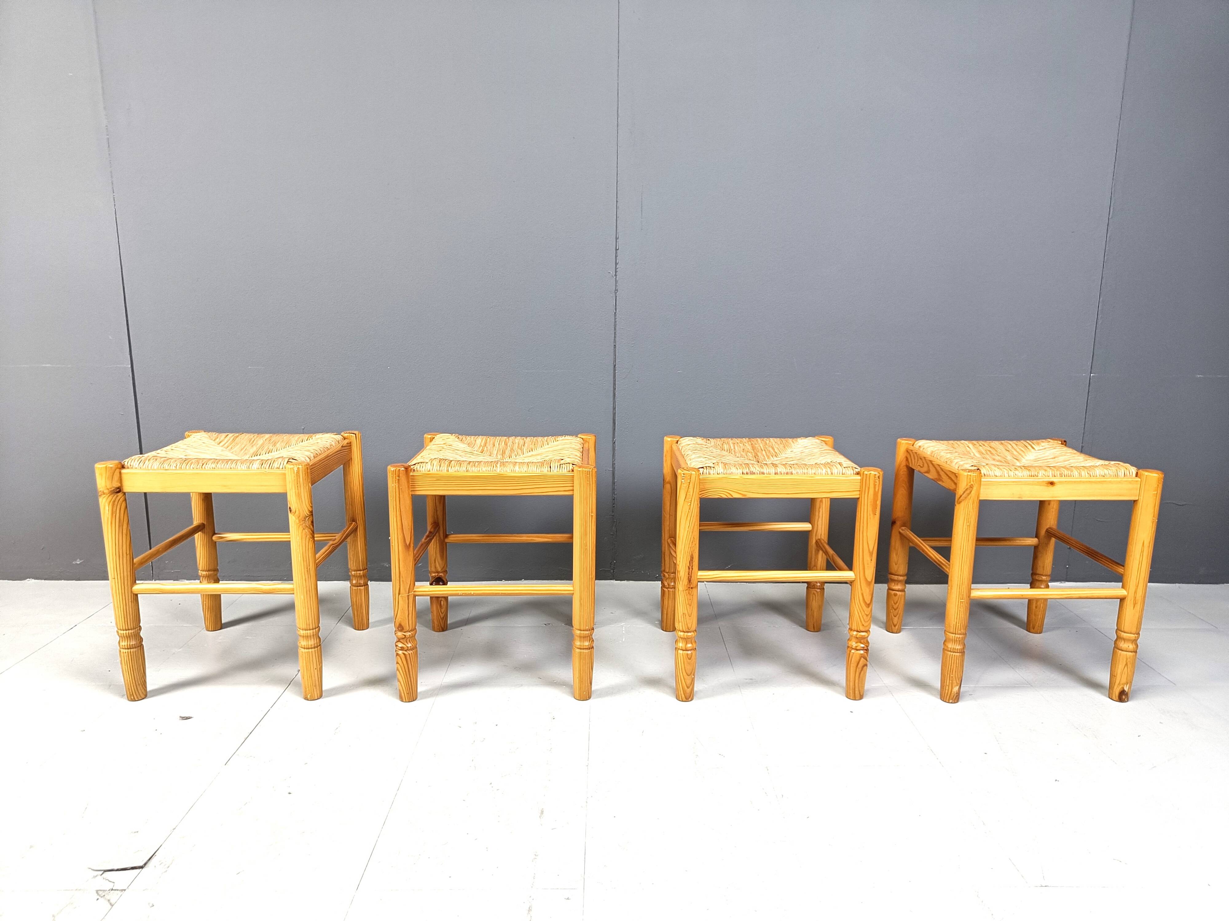 Vintage wicker stools - set of 4, 1960s