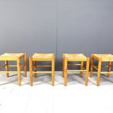 Vintage wicker stools - set of 4, 1960s
