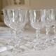 Set of 6 mid-century French crystal wine glasses