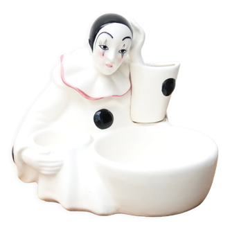 Necessary pot of Pierrot ceramic barber, 70s