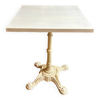 Table bistrot en fonte de fer beige et bois écru