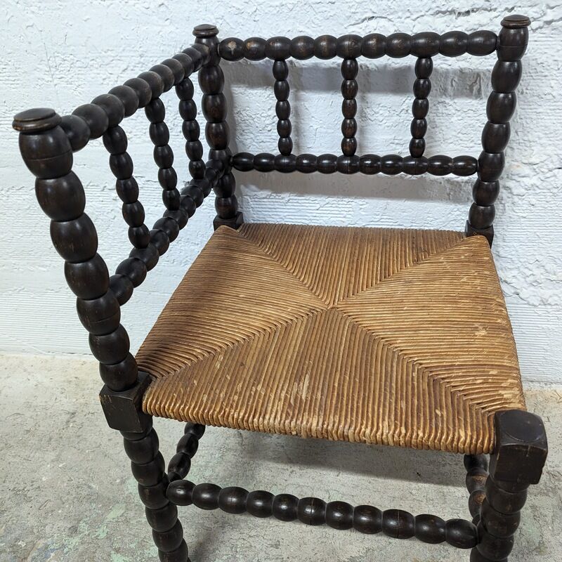 Turned wooden corner chair