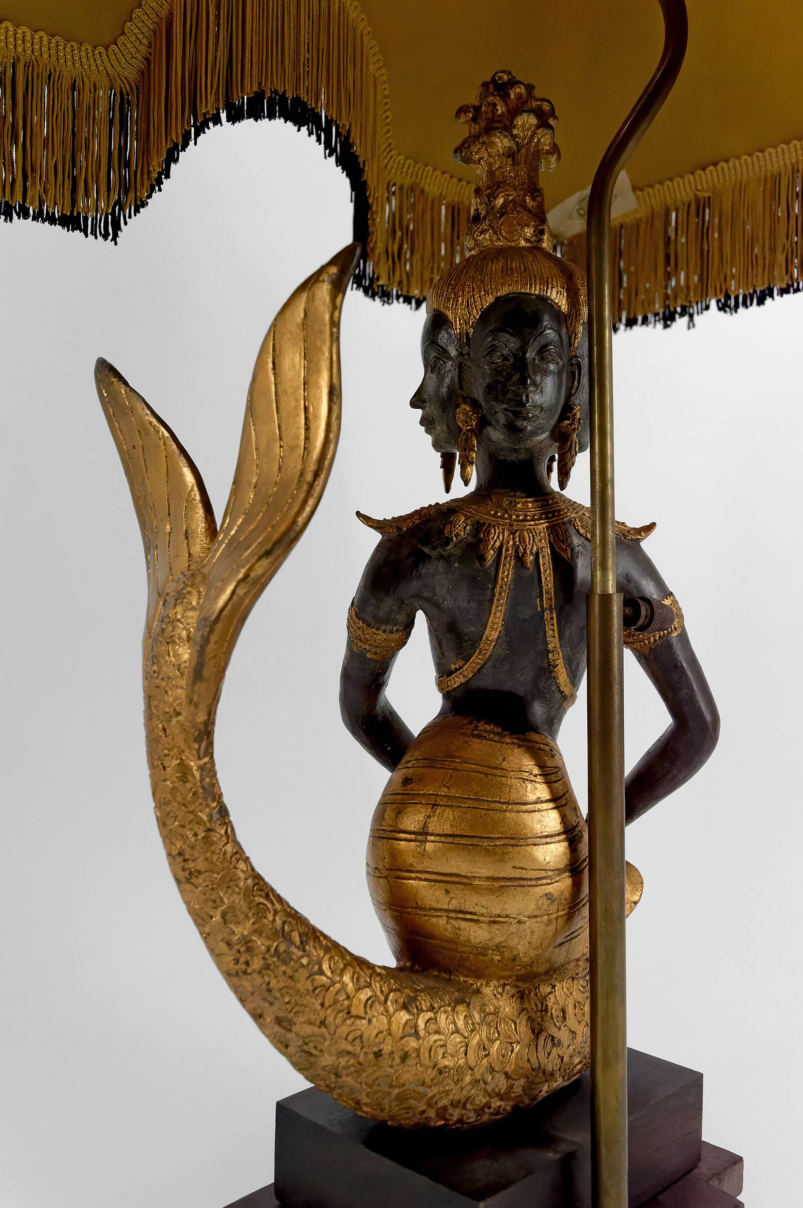 Sculptural Lamp in Bronze with double green and gold patina, Suvannamaccha