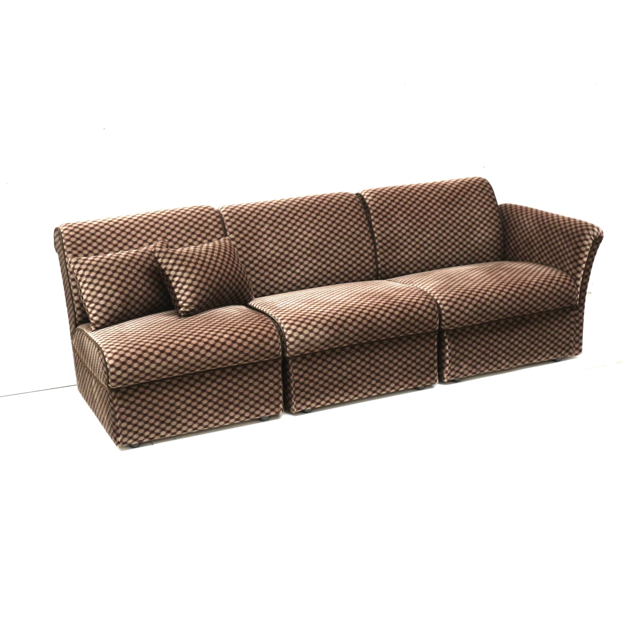 Vintage 3-seater sofa chaise longue made in the 1970s
