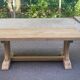 Large extendable monastery table stripped in raw solid oak 200 cm