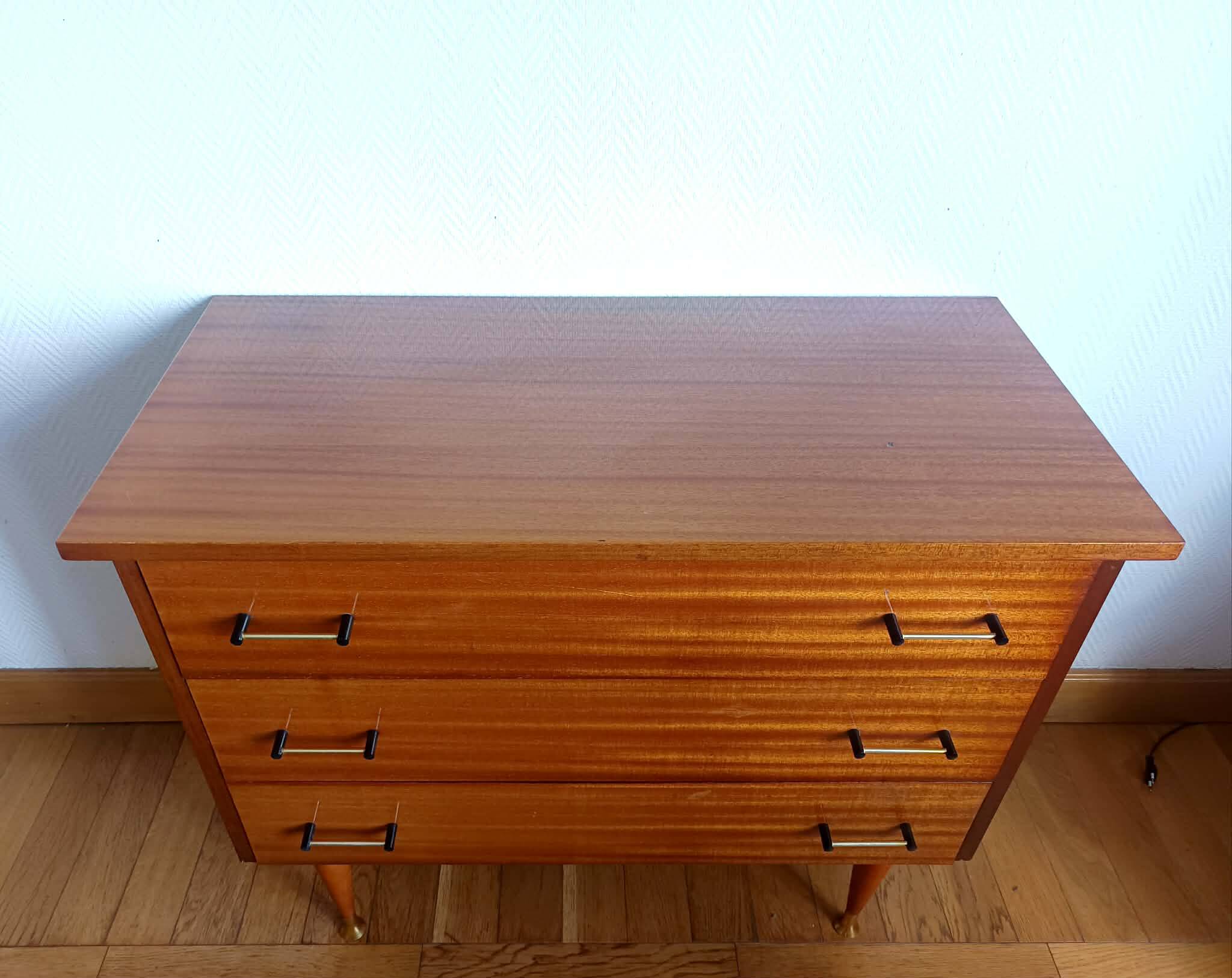 Commode pieds compas 1950 mid-century vintage