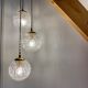 Suspension cascade three lights vintage globes in molded glass