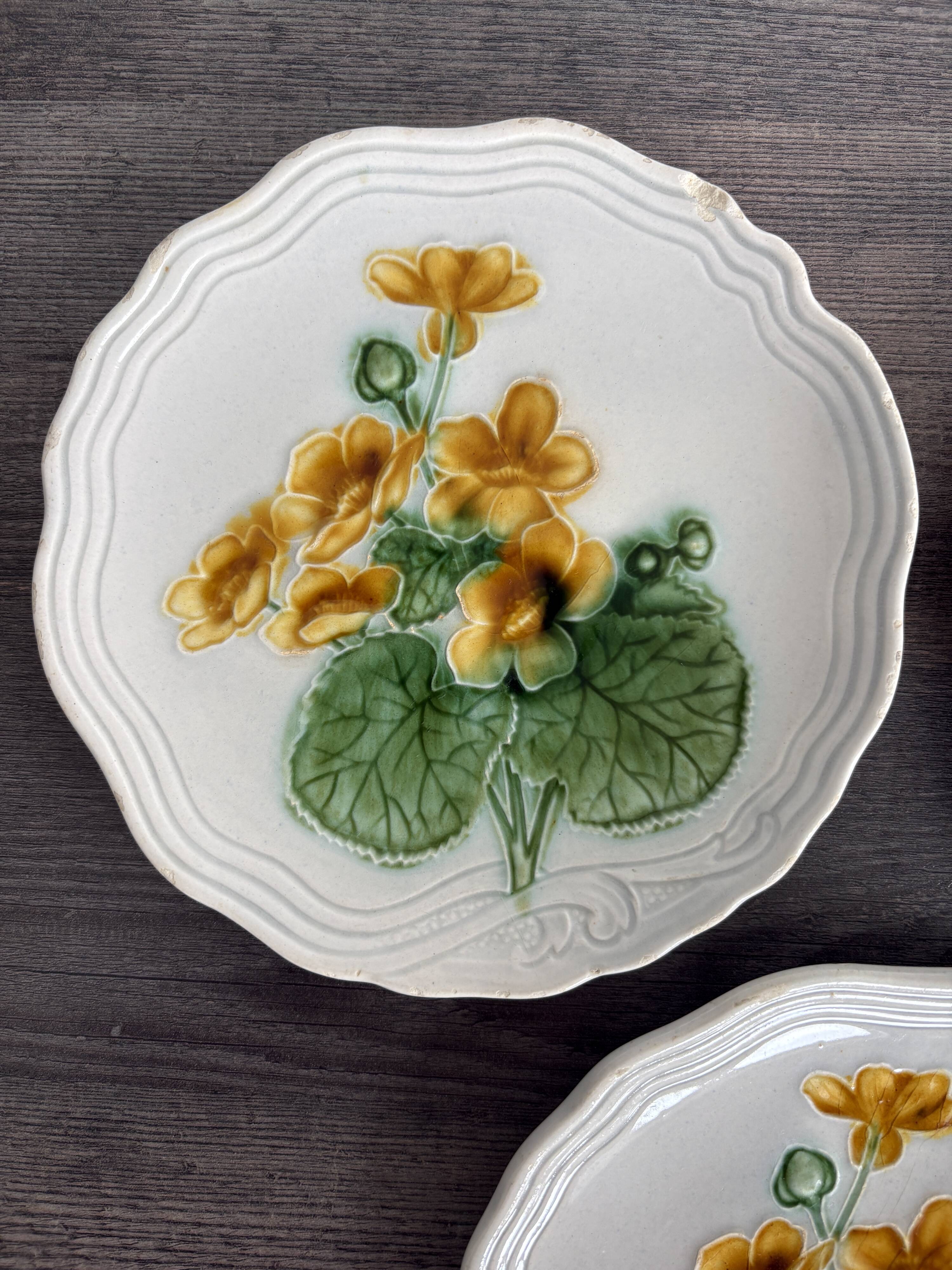 Set of 3 Small Barbotine Plates Villeroy & Boch Schramberg