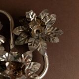 Silver-plated Metal Candlestick with 3 Flower Cups - Vintage Mid-Century Italian Design (1960s)