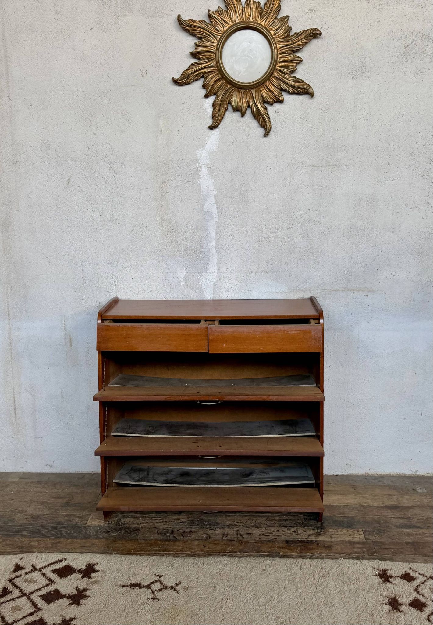 Vintage teak shoe cabinet from the 1960s.