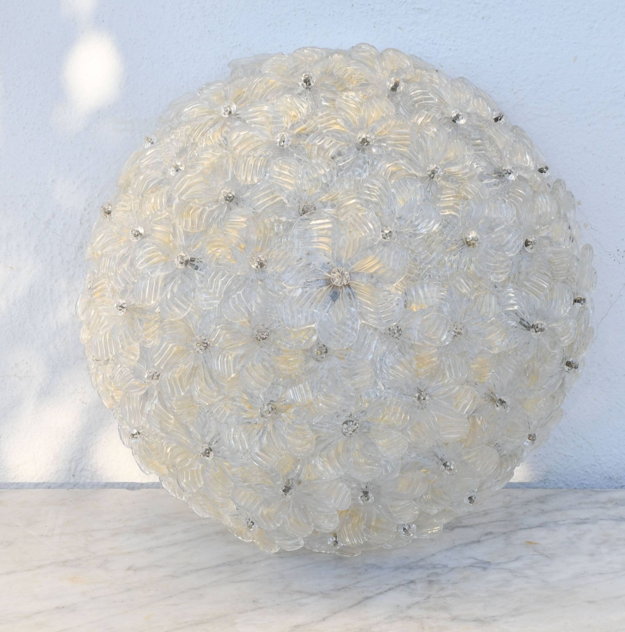 Murano Gold Ceiling Light Flower by Seguso for Venini, Italy, 1960s