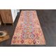 Vintage Turkish Oushak handmade wool cotton orange runner rug 71x202