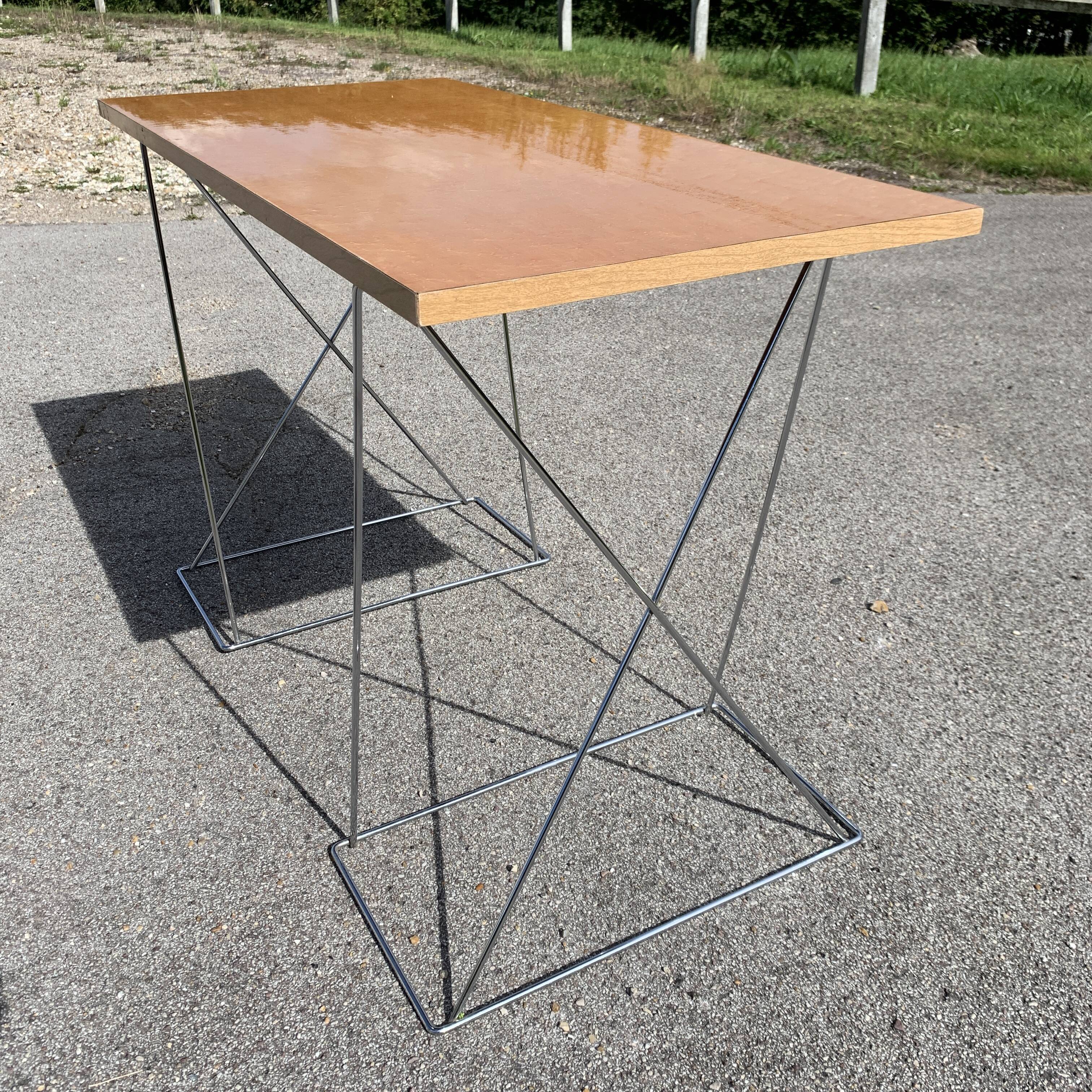 Office chrome trestles and magnifying glass tray