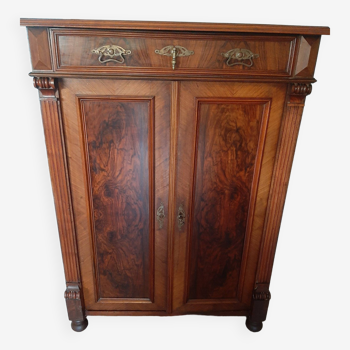 Sideboard Buffet 1900 - Napoleon III - Walnut veneer - 1 drawer - 2 doors