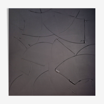 Tableau peinture abstraite monochrome minimaliste noir