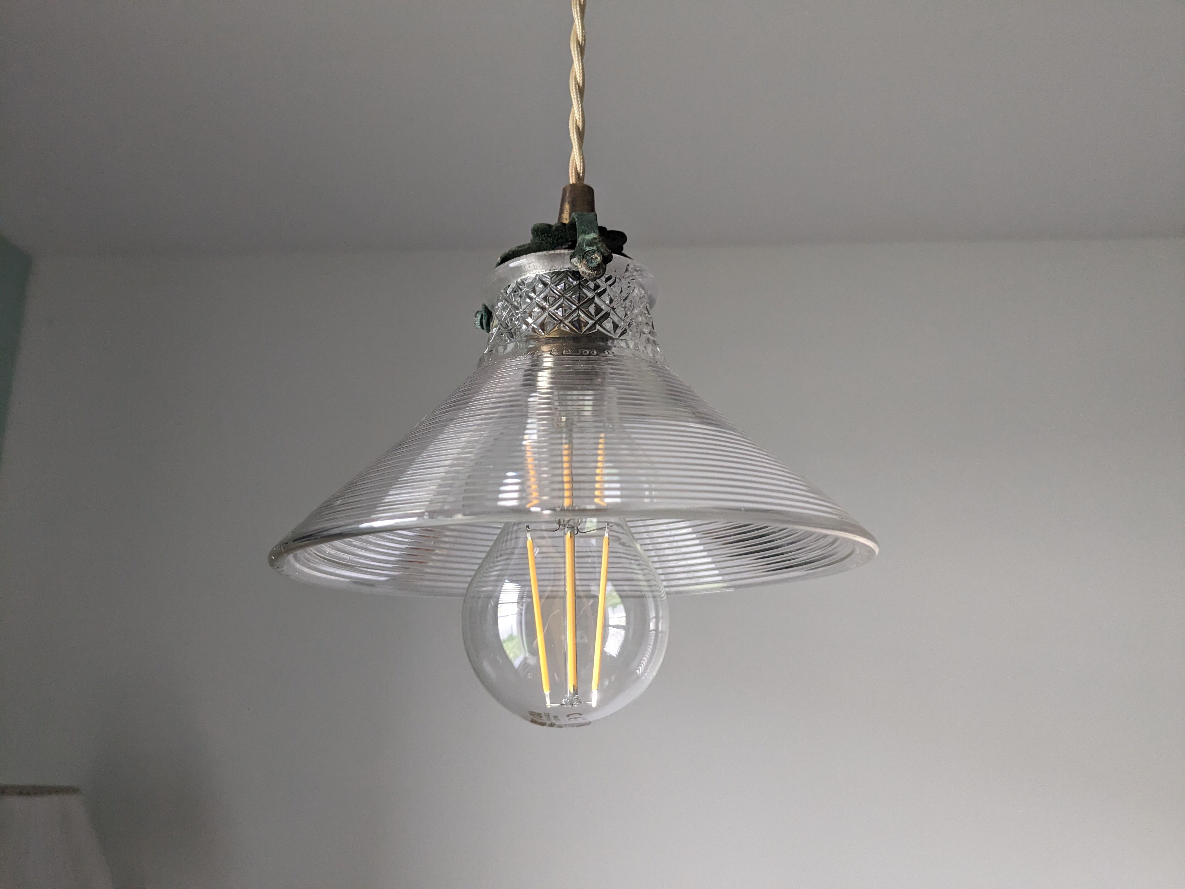 Vintage glass pendant lamp Westinghouse XIXth
