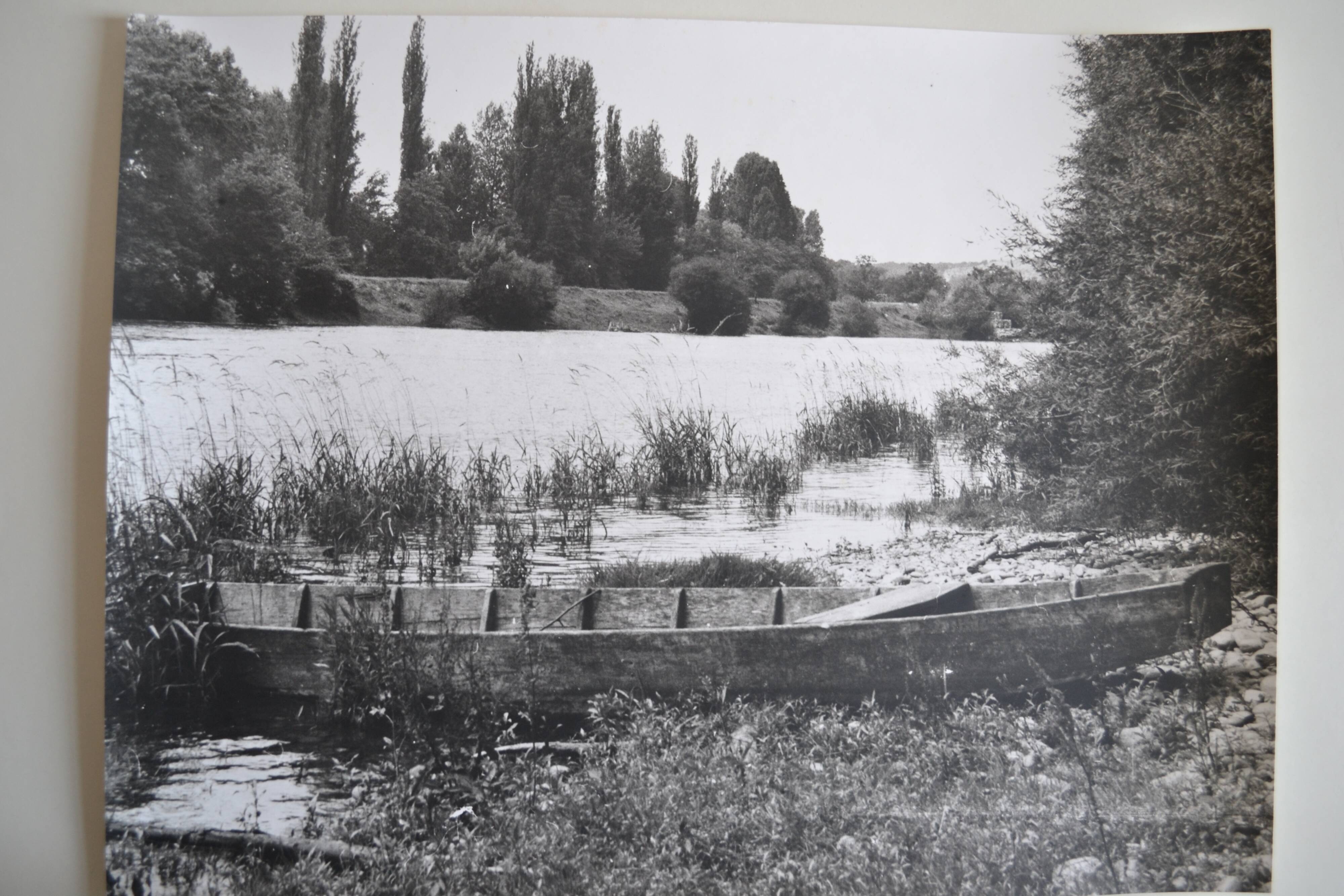 Anonymous film photo river and canoe circa 1970