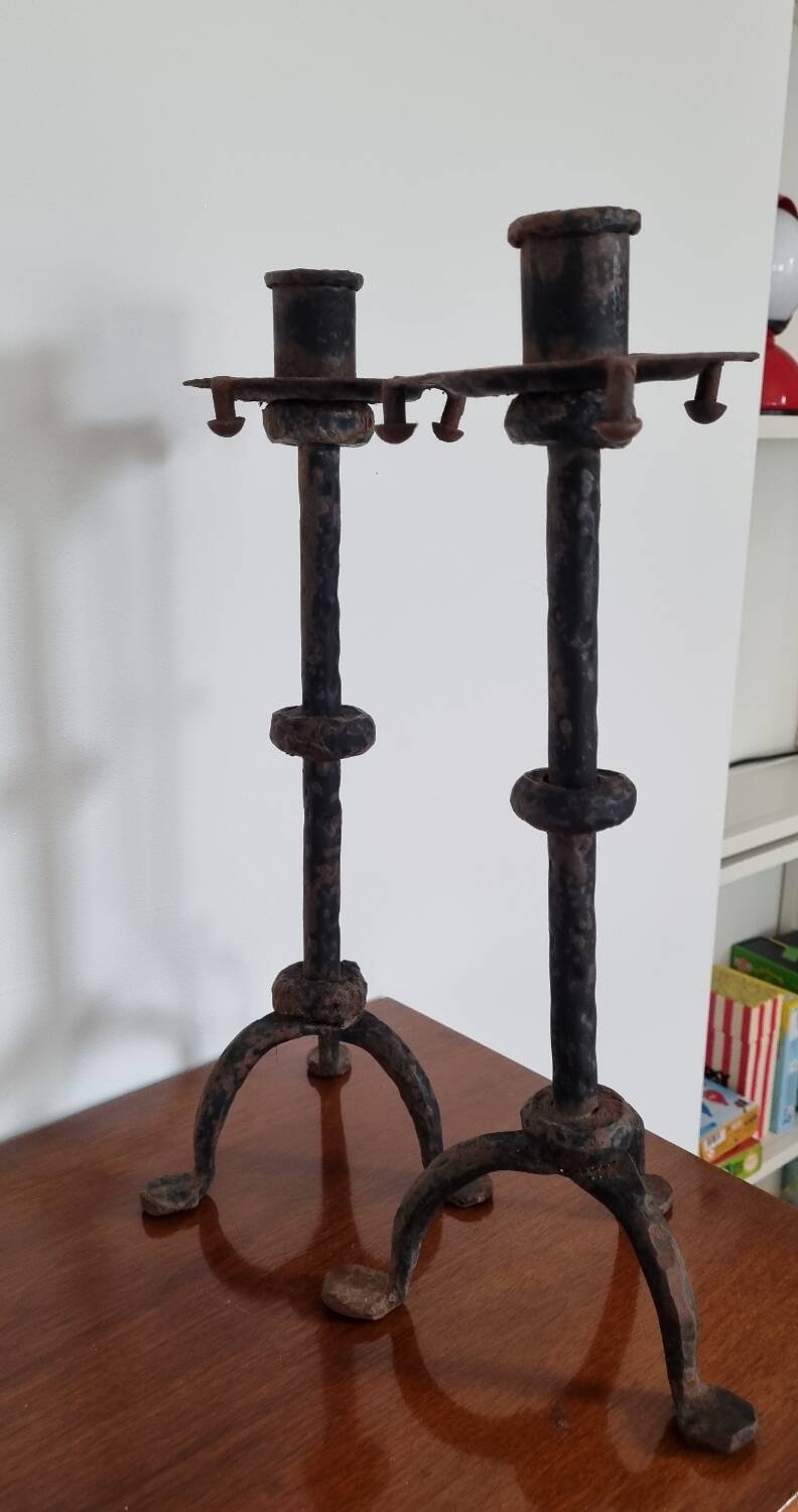 Pair of brutalist candlesticks